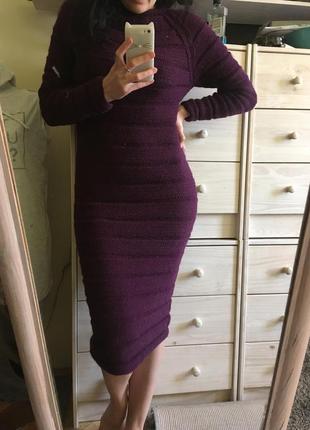 Теплое миди платье шерсть 85% 10-12-12+ италия марсала пурпур бордо