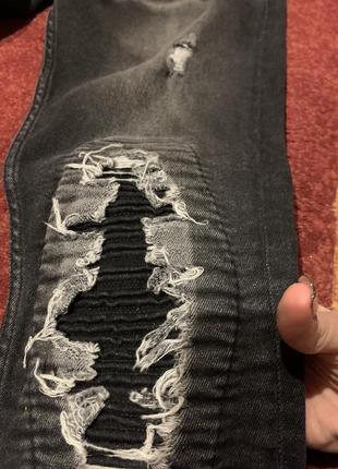 Темно-сірі рвані джинси чоловічі звужені внизу slim fit турецькі люкс6 фото