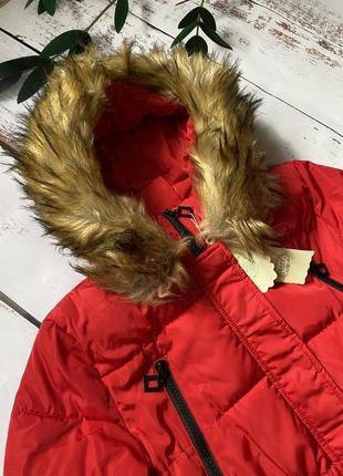 Куртка, курточка, пуховик, пальто , хутро, мех, коротка куртка , зима, зимова куртка, довга куртка, червона куртка,2 фото