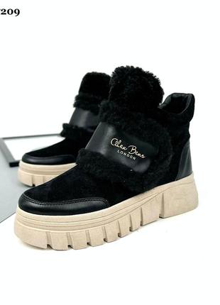 ❤️ стильные кожаные замшевые ботинки зимние