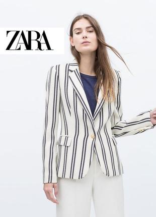 Zara однобортный пиджак в принт полоски