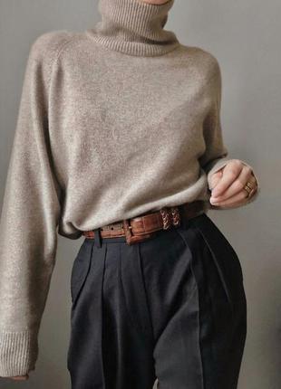 Коричневый шерстяной свитер оверсайз h&m