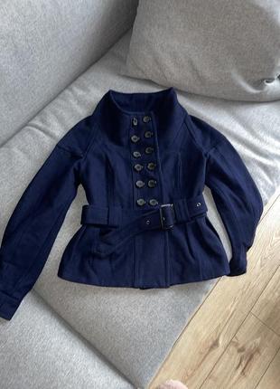Короткое темно синее пальто пиджак1 фото