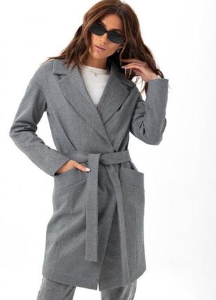 Пальто женское средней длины, оверсайз демисезонное, шерстяное мелкая елочка, черно белое, oversize1 фото