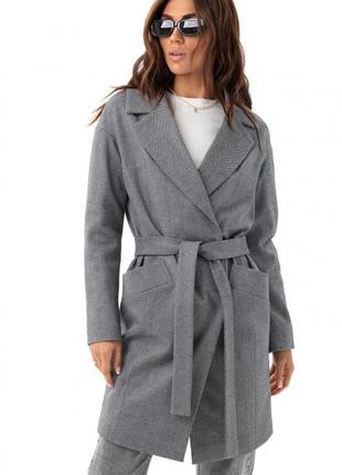 Пальто женское средней длины, оверсайз демисезонное, шерстяное мелкая елочка, черно белое, oversize5 фото