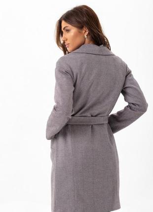 Пальто женское средней длины, оверсайз демисезонное, шерстяное мелкая елочка, марсала, oversize8 фото