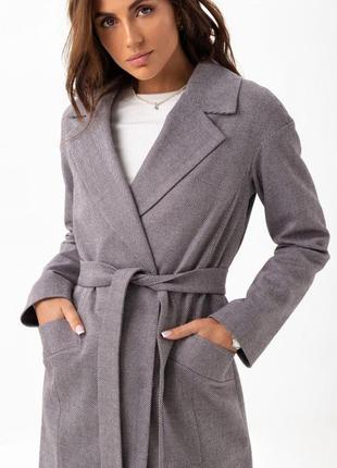 Пальто женское средней длины, оверсайз демисезонное, шерстяное мелкая елочка, марсала, oversize2 фото