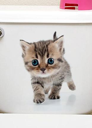 Наклейка стикер wc котенок на унитаз,дверь 20см*30см1 фото