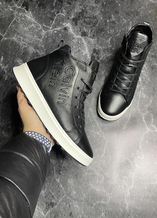 Зимние мужские кроссовки calvin klein black (мех) 40-42-44-45