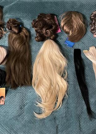 Накладные волосы, пряди на клипсах, хвосты, парики