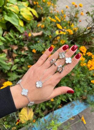 Брендовый комплект в стиле van cleef (клевер, ван клиф, vca)❤️