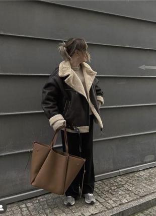 Дубленка zara с поясом3 фото
