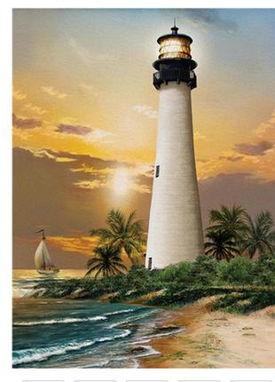 Алмазная вышивка 5d,маяк, поная выкладка 40*30