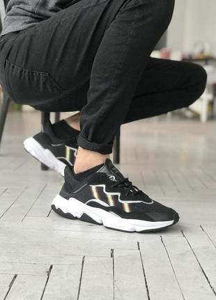 Чоловічі кросівки adidas ozweego adiprene pride black white green / smb