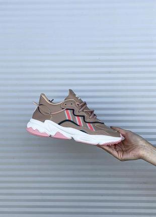 Жіночі кросівки adidas ozweego adiprene pride brown white pink / smb