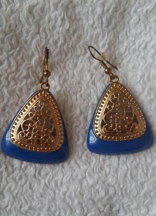 Серьги синий с золотом