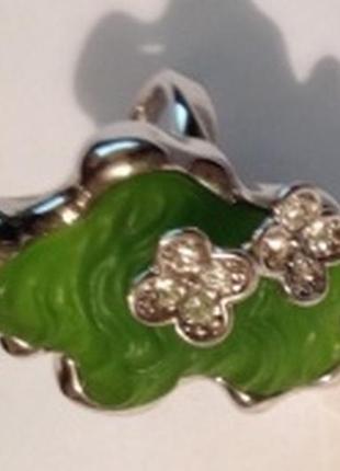 Оригинальное кольцо с зеленым камнем, итальянская бижутерия!2 фото
