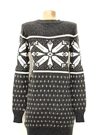 Туніка жіноча джемпер шерсть светр подовжений зимовий новорічний орнаментпрямий теплий однотонний зима2 фото