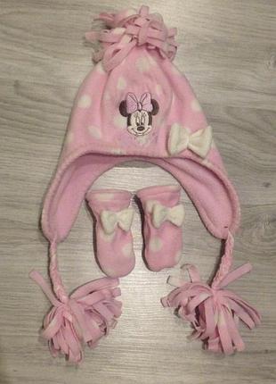 Набор шапочка и рукавички disney минни маус