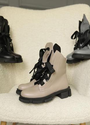 Теплые женские ботинки на зиму,берцы,берцы кожаные капучино зимние (зима 2022-2023) для женщин,стильные,удобные,комфортные2 фото