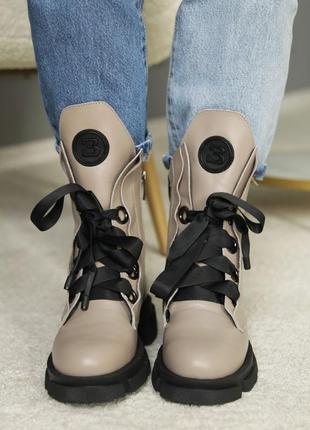 Теплые женские ботинки на зиму,берцы,берцы кожаные капучино зимние (зима 2022-2023) для женщин,стильные,удобные,комфортные5 фото