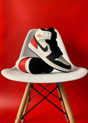 Кросівки nike air jordan retro 1 white-red1 фото