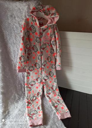 Теплый махровый кигуруми пижама комбинезон хеллоу китти кити 5-6 лет1 фото