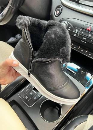 Ботинки мужские зимние кожаные черные5 фото