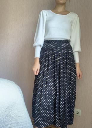 Спідниця міді в горох, плісірована спідниця міді mango