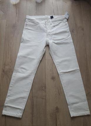 H&m slim straight cropped jeans джинси білі
