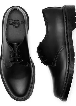 Черевики dr. martens 1461 mono 3 люверси черевики чоботи шкіра чорні жіночі чоловічі