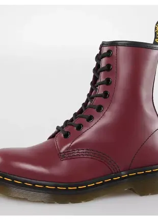 Черевики dr. martens 1460 8 люверсів бордові шкіра жіночі чоловічі