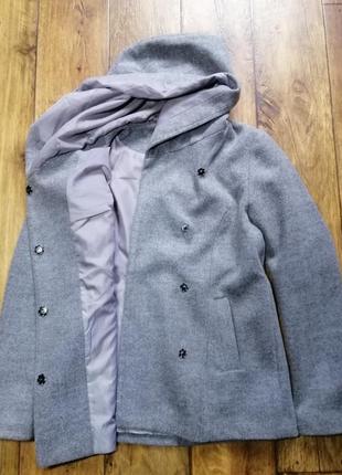 Пальто серое женское демисезонное, укороченное фірменное.4 фото
