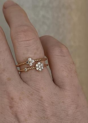 Кольцо двойное клевер цветы медицинское золото xuping 16 р