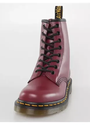 Черевики dr. martens 1460 8 люверсів бордові шкіра жіночі чоловічі4 фото