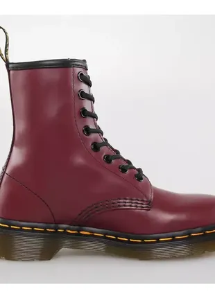 Черевики dr. martens 1460 8 люверсів бордові шкіра жіночі чоловічі1 фото