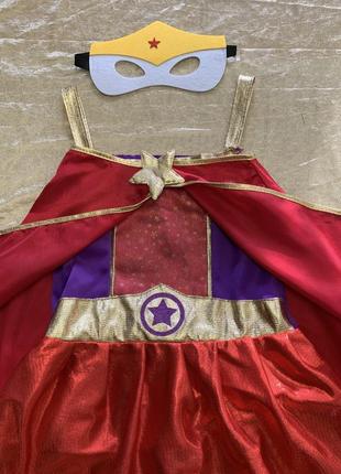 Яркое маскарадное платье карнавальный костюм супергероя чудо-женщина на 3-5 лет3 фото