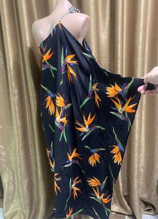 Платье туника сарафан m&s ассиметрия стрелиция цветок райской птицы, размер xl 2xl5 фото