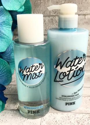 Подарунковий набір victoria’s secret pink water міст спрей лосьйон мист