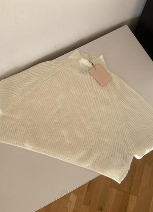В‘язаний укорочений светр белый zara bershka missguided2 фото