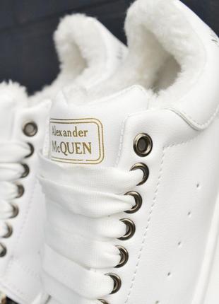 Женские кожаные кроссовки с мехом ,кеды alexander mcqueen10 фото