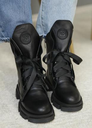 Теплые женские ботинки на зиму,берцы,берцы кожаные черные зимние (зима 2022-2023) для женщ...