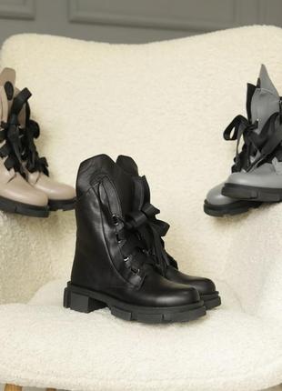 Теплые женские ботинки на зиму,берцы,берцы кожаные черные зимние (зима 2022-2023) для женщ...