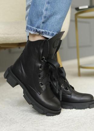 Теплые женские ботинки на зиму,берцы,берцы кожаные черные зимние (зима 2022-2023) для женщ...