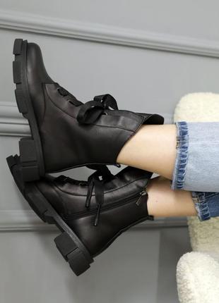 Теплые женские ботинки на зиму,берцы,берцы кожаные черные зимние (зима 2022-2023) для женщ...