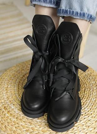 Теплые женские ботинки на зиму,берцы,берцы кожаные черные зимние (зима 2022-2023) для женщ...