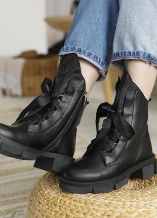 Теплые женские ботинки на зиму,берцы,берцы кожаные черные зимние (зима 2022-2023) для женщ...