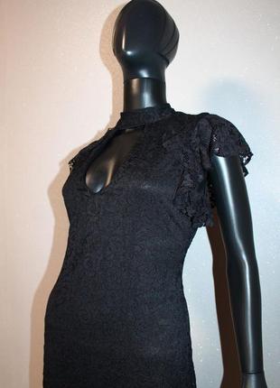 Платье черное гипюровое базовое футляр в облипку с чокером, 14 (4125)3 фото