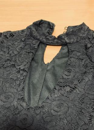 Платье черное гипюровое базовое футляр в облипку с чокером, 14 (4125)4 фото