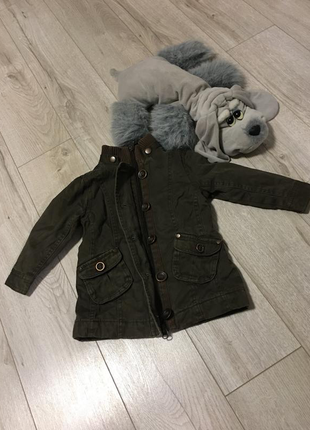 Тепла модна дитяча куртка хакі
